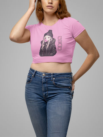 Bubble Gum Anime Crop Top and Bottoms - Pink